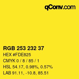 Color code: RGB 253 232 37 | qconv.com