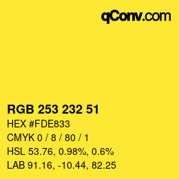 カラーコード: RGB 253 232 51 | qconv.com