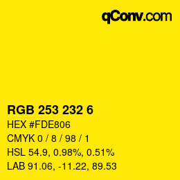 Color code: RGB 253 232 6 | qconv.com