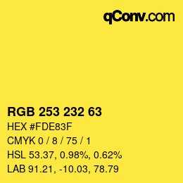 Color code: RGB 253 232 63 | qconv.com