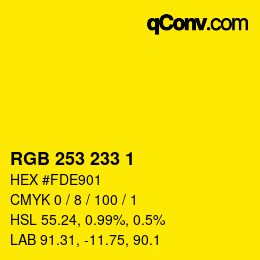 Color code: RGB 253 233 1 | qconv.com