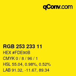 カラーコード: RGB 253 233 11 | qconv.com