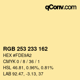 カラーコード: RGB 253 233 162 | qconv.com