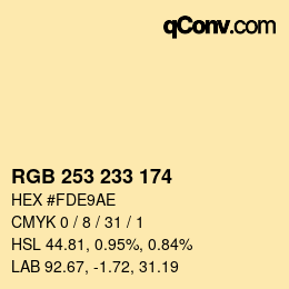 Color code: RGB 253 233 174 | qconv.com