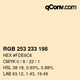 Color code: RGB 253 233 198 | qconv.com