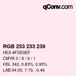 Color code: RGB 253 233 239 | qconv.com