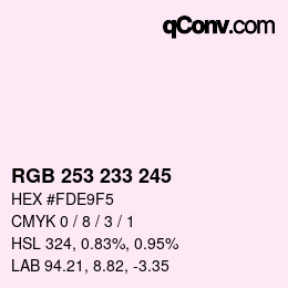 Color code: RGB 253 233 245 | qconv.com