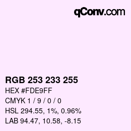 Color code: RGB 253 233 255 | qconv.com