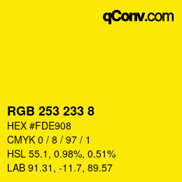 カラーコード: RGB 253 233 8 | qconv.com