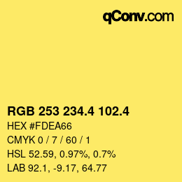 カラーコード: RGB 253 234.4 102.4 | qconv.com