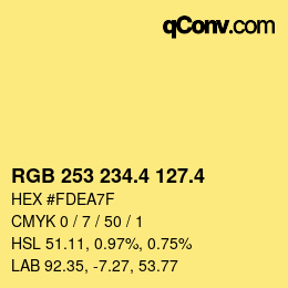 カラーコード: RGB 253 234.4 127.4 | qconv.com