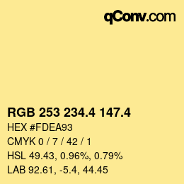 カラーコード: RGB 253 234.4 147.4 | qconv.com