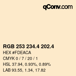 カラーコード: RGB 253 234.4 202.4 | qconv.com