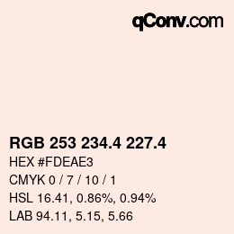 カラーコード: RGB 253 234.4 227.4 | qconv.com