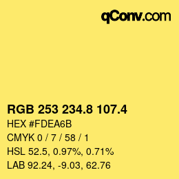 カラーコード: RGB 253 234.8 107.4 | qconv.com