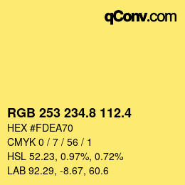 カラーコード: RGB 253 234.8 112.4 | qconv.com