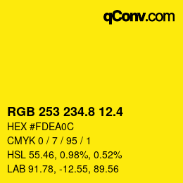 カラーコード: RGB 253 234.8 12.4 | qconv.com