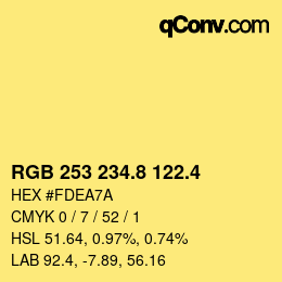 カラーコード: RGB 253 234.8 122.4 | qconv.com