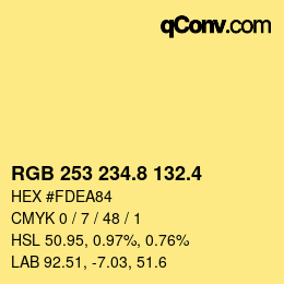 カラーコード: RGB 253 234.8 132.4 | qconv.com