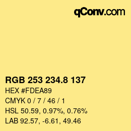 カラーコード: RGB 253 234.8 137 | qconv.com