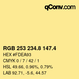 カラーコード: RGB 253 234.8 147.4 | qconv.com