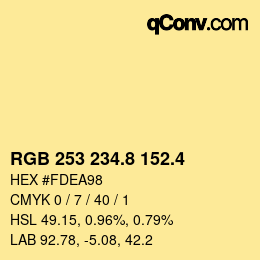 カラーコード: RGB 253 234.8 152.4 | qconv.com