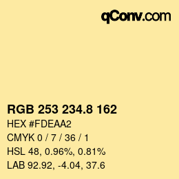 Color code: RGB 253 234.8 162 | qconv.com