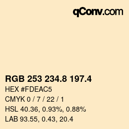 カラーコード: RGB 253 234.8 197.4 | qconv.com
