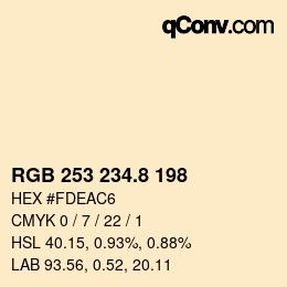 カラーコード: RGB 253 234.8 198 | qconv.com