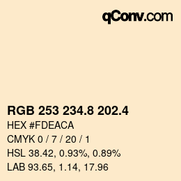 カラーコード: RGB 253 234.8 202.4 | qconv.com