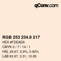 Color code: RGB 253 234.8 217 | qconv.com