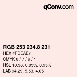 カラーコード: RGB 253 234.8 231 | qconv.com