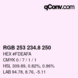 カラーコード: RGB 253 234.8 250 | qconv.com