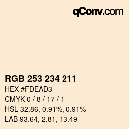 Color code: RGB 253 234 211 | qconv.com