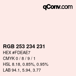 Color code: RGB 253 234 231 | qconv.com