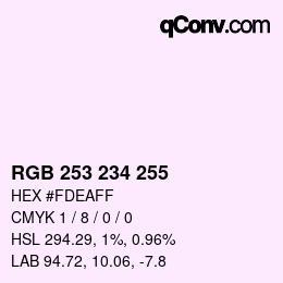 Color code: RGB 253 234 255 | qconv.com