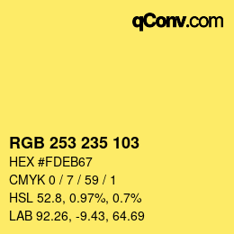 Color code: RGB 253 235 103 | qconv.com