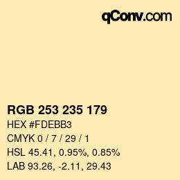 カラーコード: RGB 253 235 179 | qconv.com