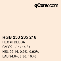 Color code: RGB 253 235 218 | qconv.com