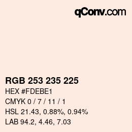 Código de color: RGB 253 235 225 | qconv.com
