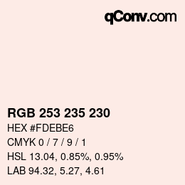 颜色代码: RGB 253 235 230 | qconv.com