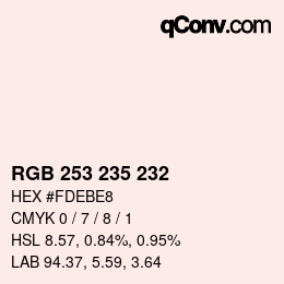 カラーコード: RGB 253 235 232 | qconv.com
