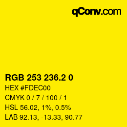 カラーコード: RGB 253 236.2 0 | qconv.com