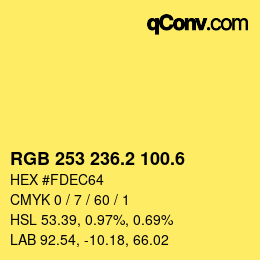 カラーコード: RGB 253 236.2 100.6 | qconv.com