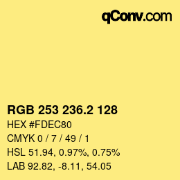 カラーコード: RGB 253 236.2 128 | qconv.com