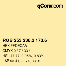 カラーコード: RGB 253 236.2 170.6 | qconv.com