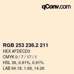 カラーコード: RGB 253 236.2 211 | qconv.com