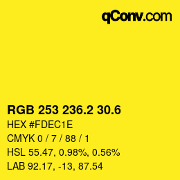 カラーコード: RGB 253 236.2 30.6 | qconv.com