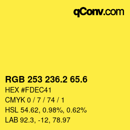 カラーコード: RGB 253 236.2 65.6 | qconv.com