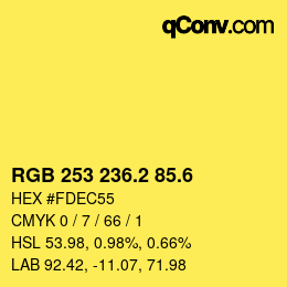 カラーコード: RGB 253 236.2 85.6 | qconv.com
